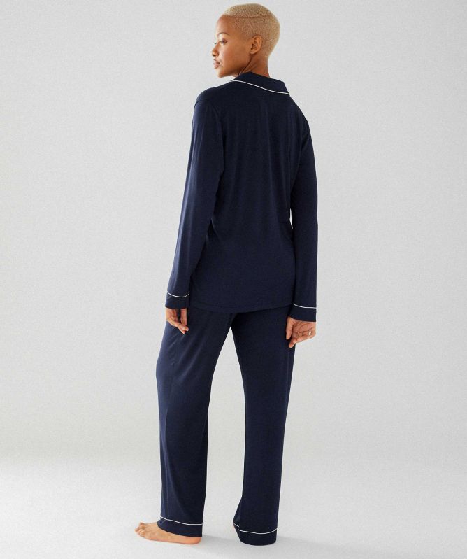 Chelsea Peers Modal Button Up Long Pajamas