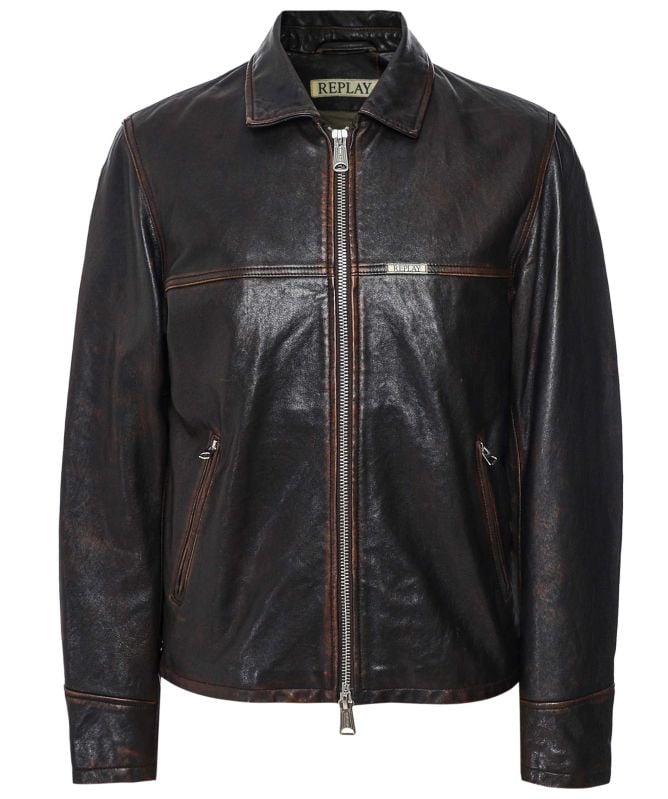 Replay Waxed Leather Jacket