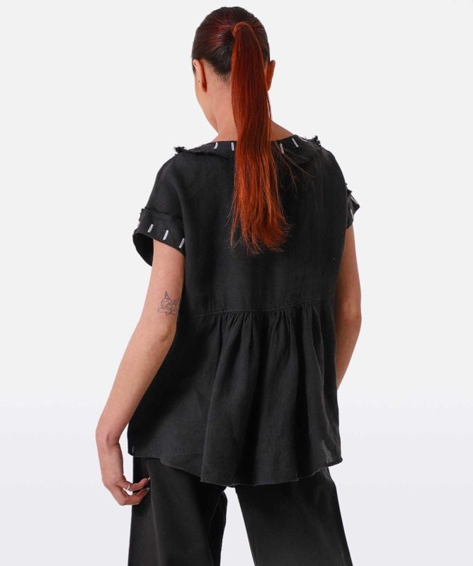 Bize Pleated Linen Top