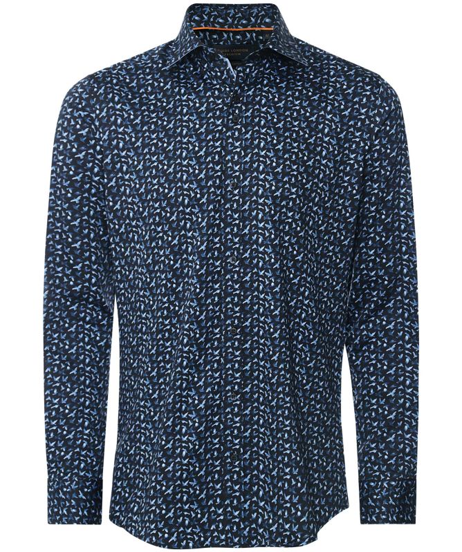 Guide London Slim Fit Sateen Bird Shirt