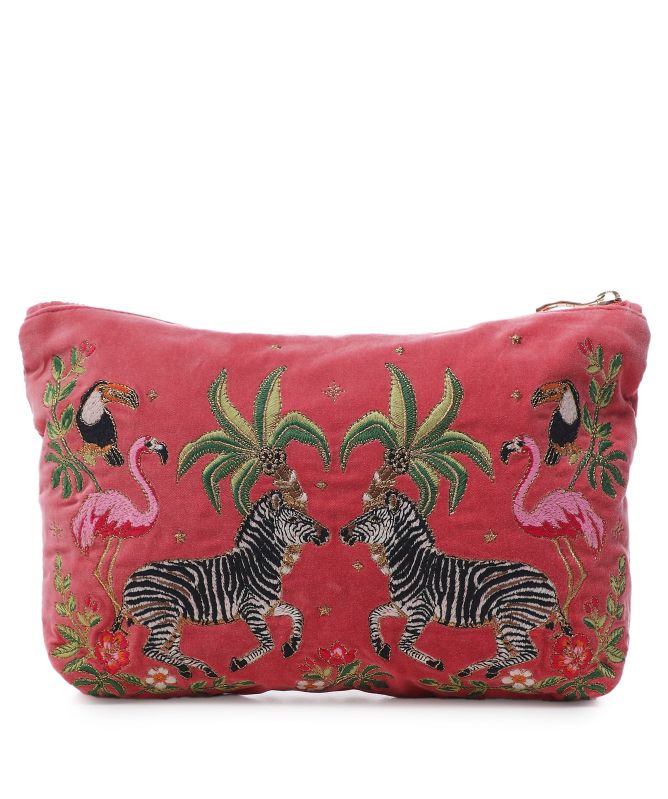 Elizabeth Scarlett Wild Zebra Palm Everyday Pouch