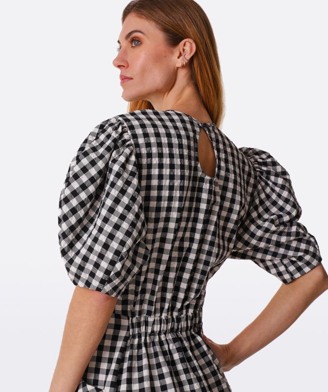 Aligne Harlin Puff Sleeve Gingham Dress