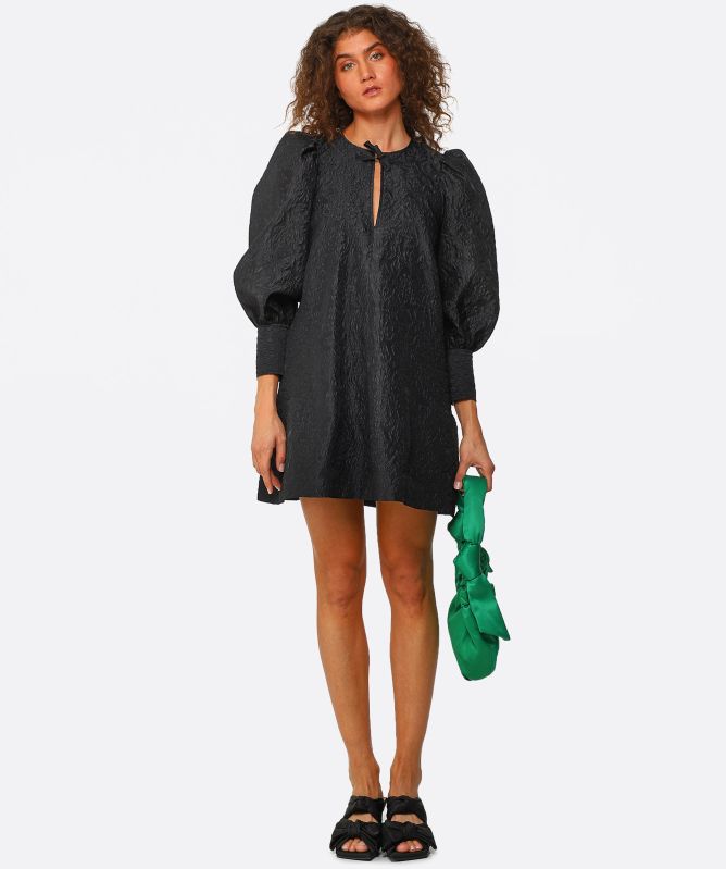 GANNI Jacquard Puff Sleeve Mini Dress
