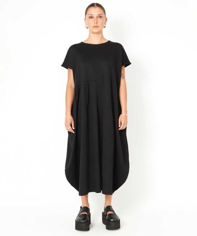 Sort Aarhus Drape Jersey Midi Dress
