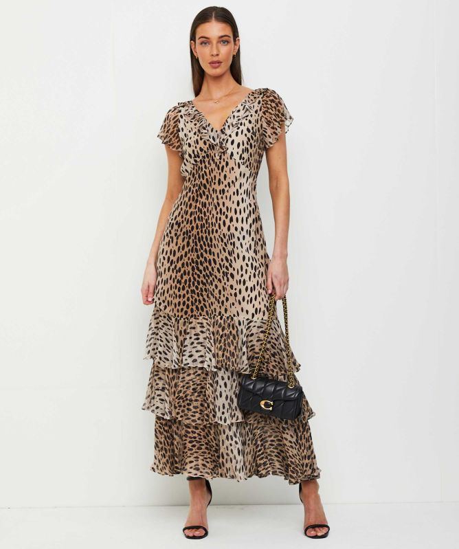 RIXO Amelle Silk Ruffle Maxi Dress