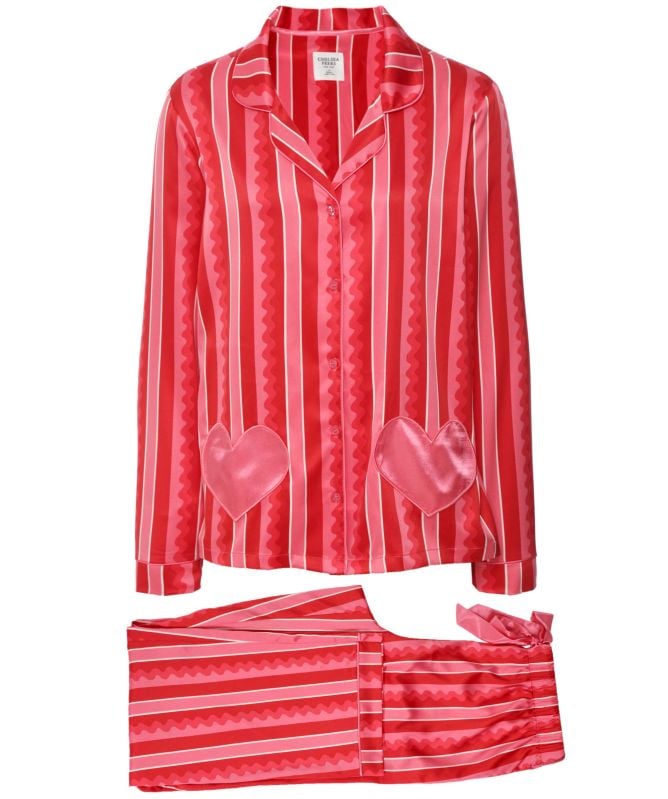 Chelsea Peers Satin Wiggle Heart Long Pajamas