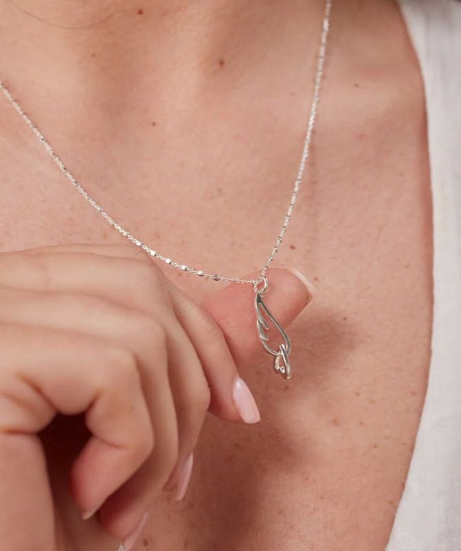 ChloBo Cube Chain Heart & Angel Wing Necklace