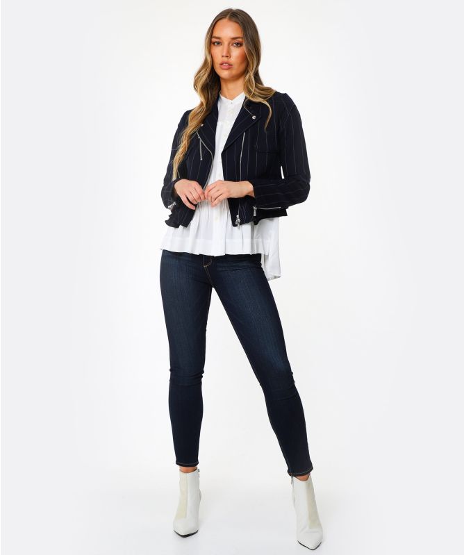 High Rowdy Pinstripe Biker Jacket