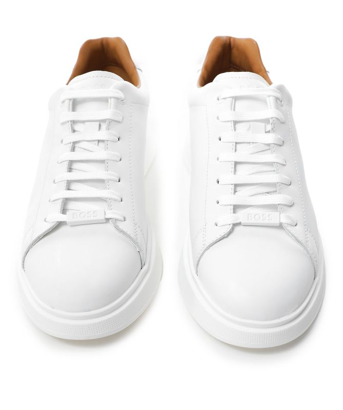 BOSS Leather Bulton Sneakers
