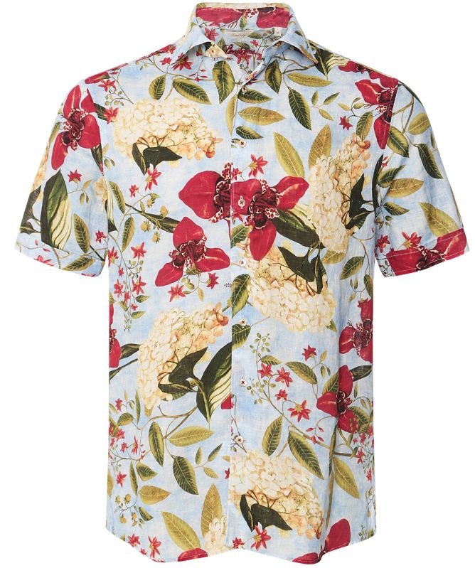 Stenstroms Fitted Body Linen Floral Shirt