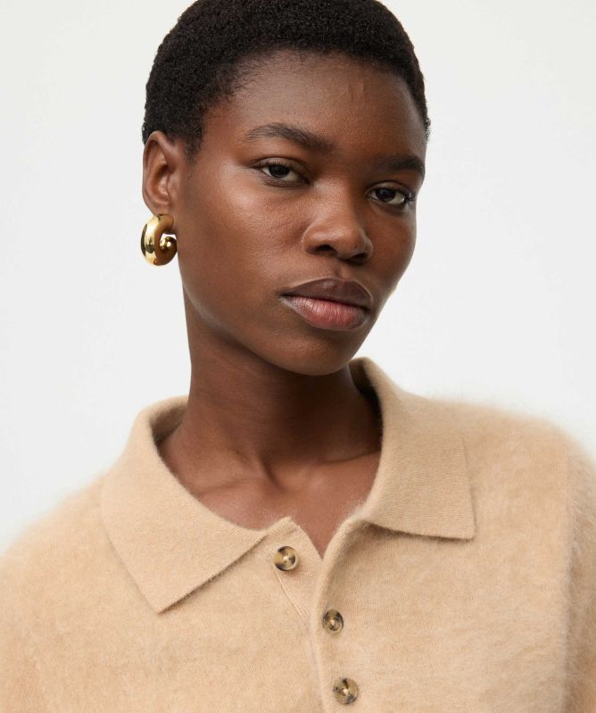 Soft Goat Brushed Pique Polo Sweater