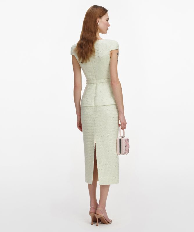 Self-Portrait Bouclé Peplum Midi Dress