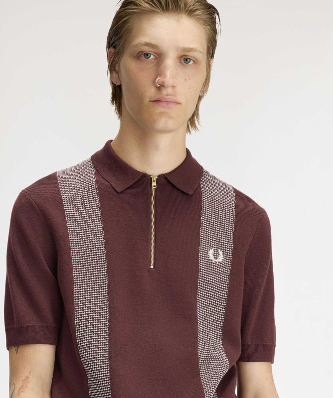 Fred Perry Panel Detail Knitted Polo Shirt
