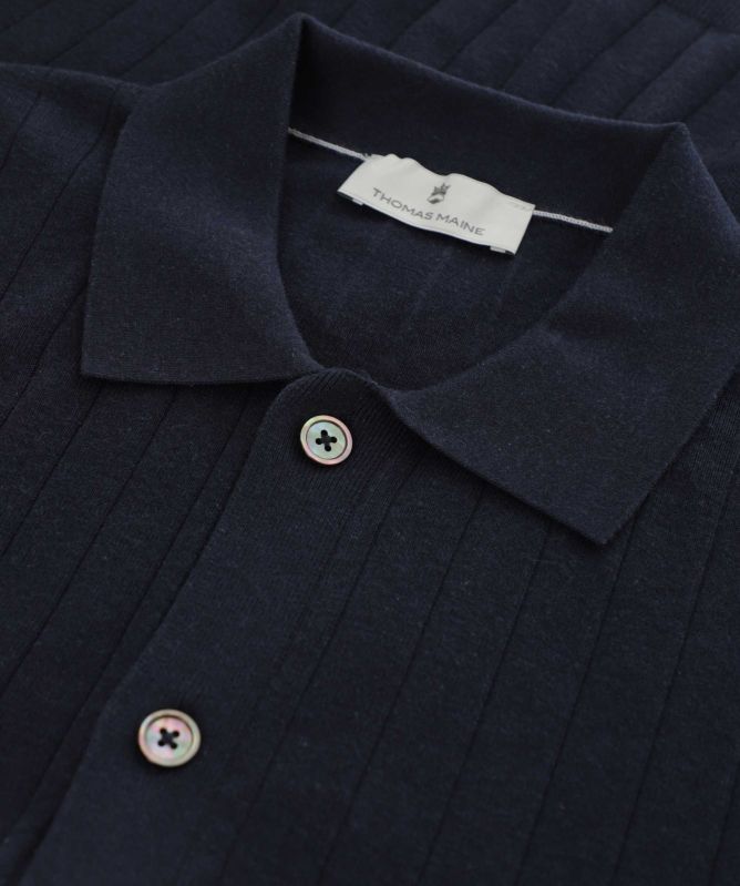 Thomas Maine Ribbed Short-Sleeve Cardigan