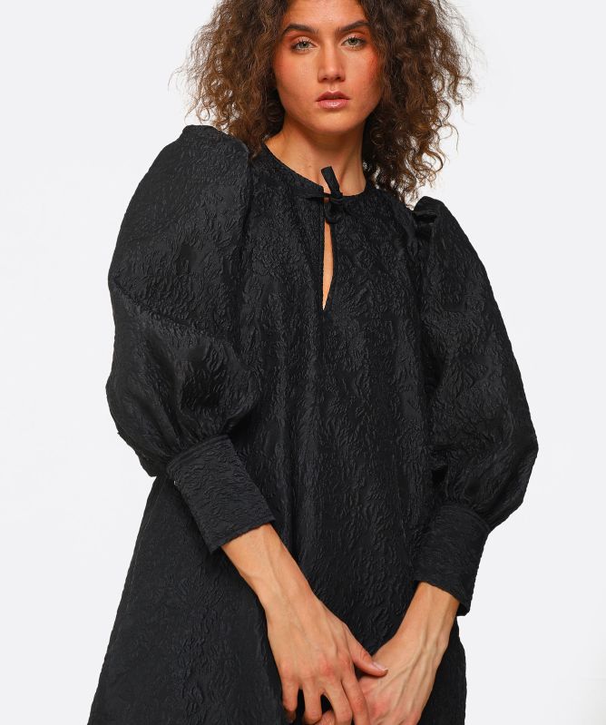 GANNI Jacquard Puff Sleeve Mini Dress