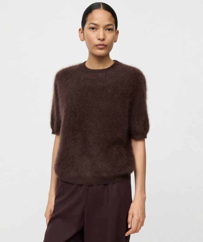 Soft Goat Brushed Short Sleeve Cashmere Sweater
