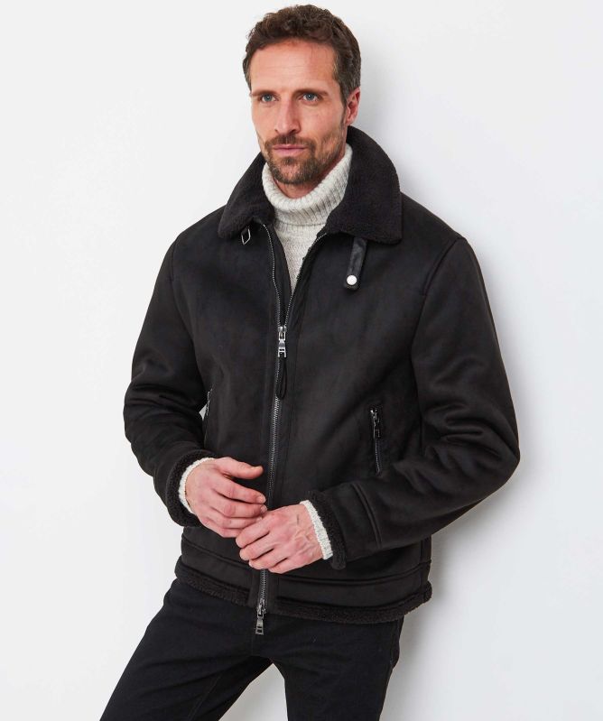 Seinse Faux Suede Bomber Jacket