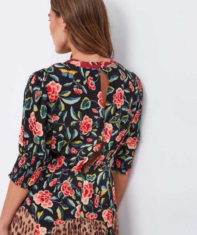 RIXO Meg Floral Panel Midi Dress