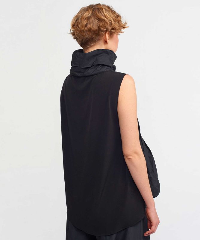 NU London High Neck Taffeta Blouse