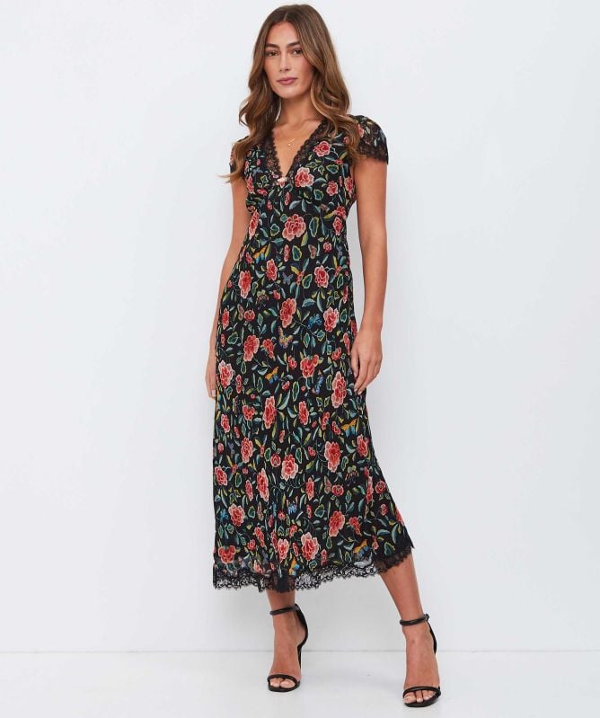 RIXO Clarice Butterfly Midi Dress