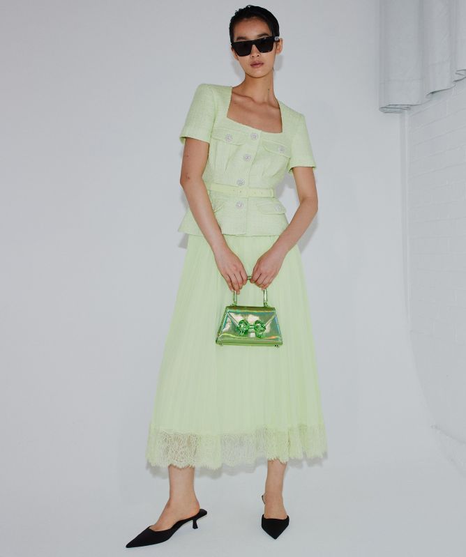 Boucle Chiffon Midi Dress