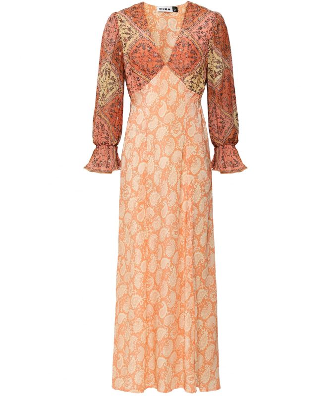 RIXO Aoife Patchwork Midi Dress