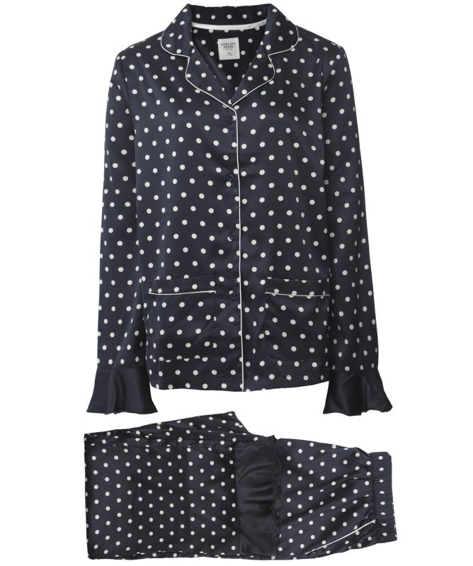 Chelsea Peers Satin Polka Dot Long Pyjama Set