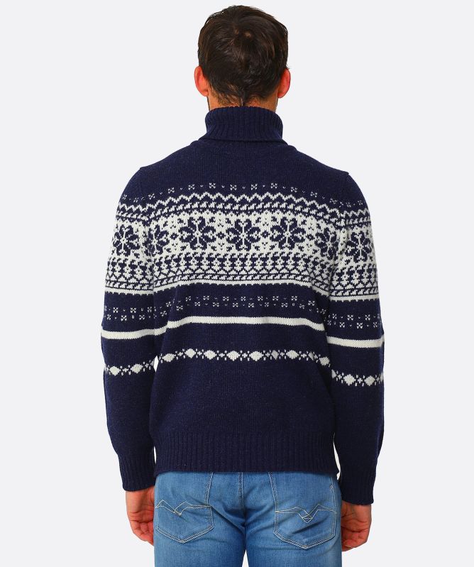 J. Blades Lambswool Fair Isle Roll Neck Sweater