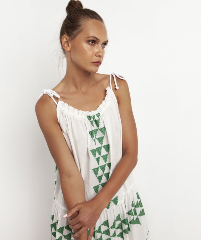Greek Archaic Kori Cotton Arrow Mini Dress