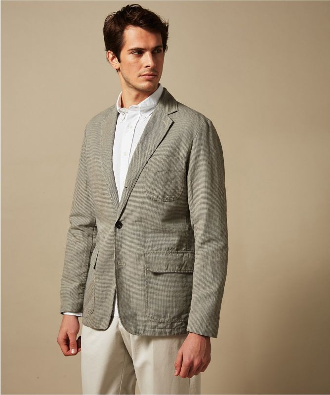Hartford Cotton Linen Houndstooth Jetty Jacket