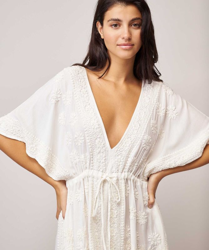 Handprint Dream Apparel Embroidered Cotton Cover Up Dress