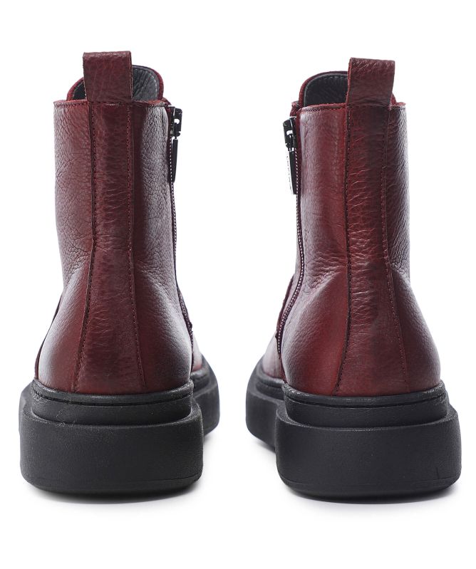 Lofina Leather Lace-Up Ankle Boots