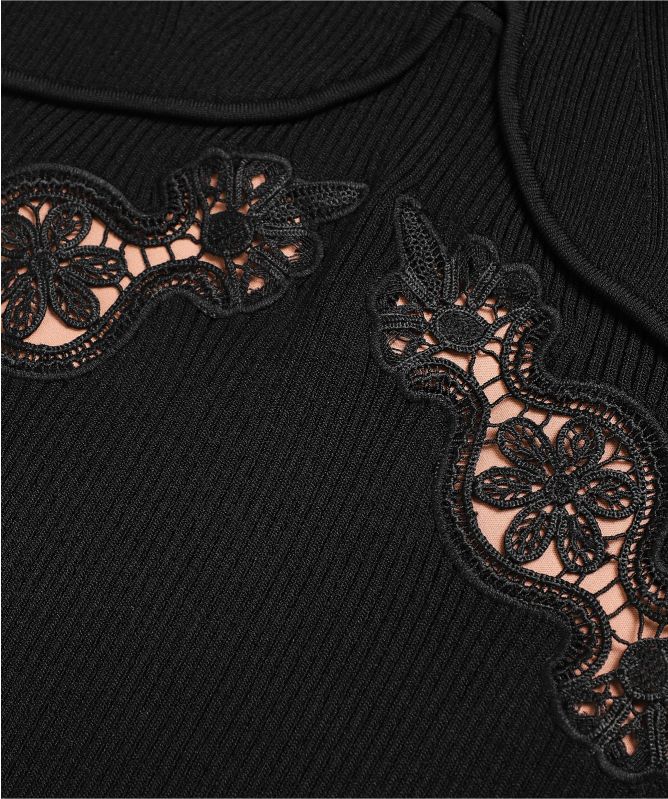 Self-Portrait Black Lace Rib Knit Dress | Jules B
