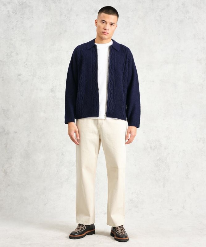 Wax London Cable Knit Friar Zip Cardigan