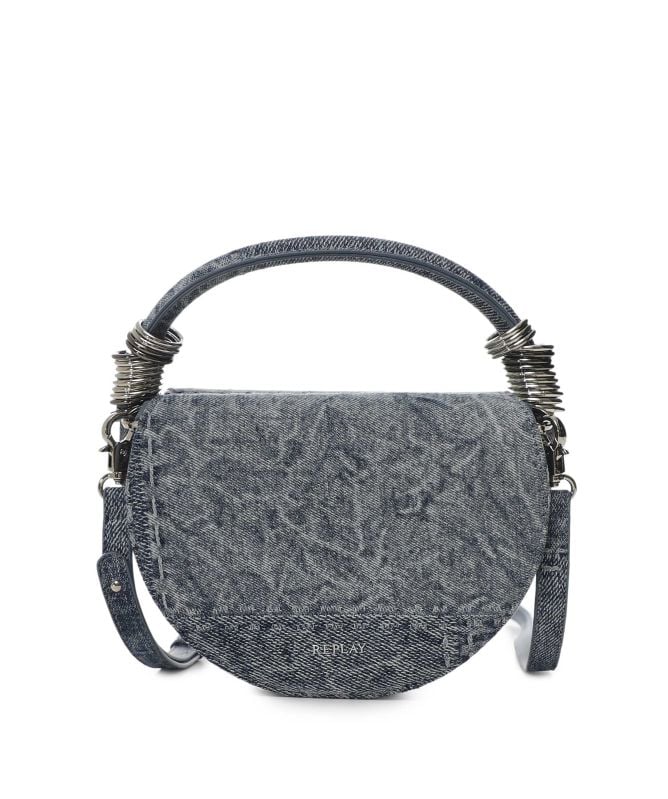 Replay Crescent Denim Top Handle Bag