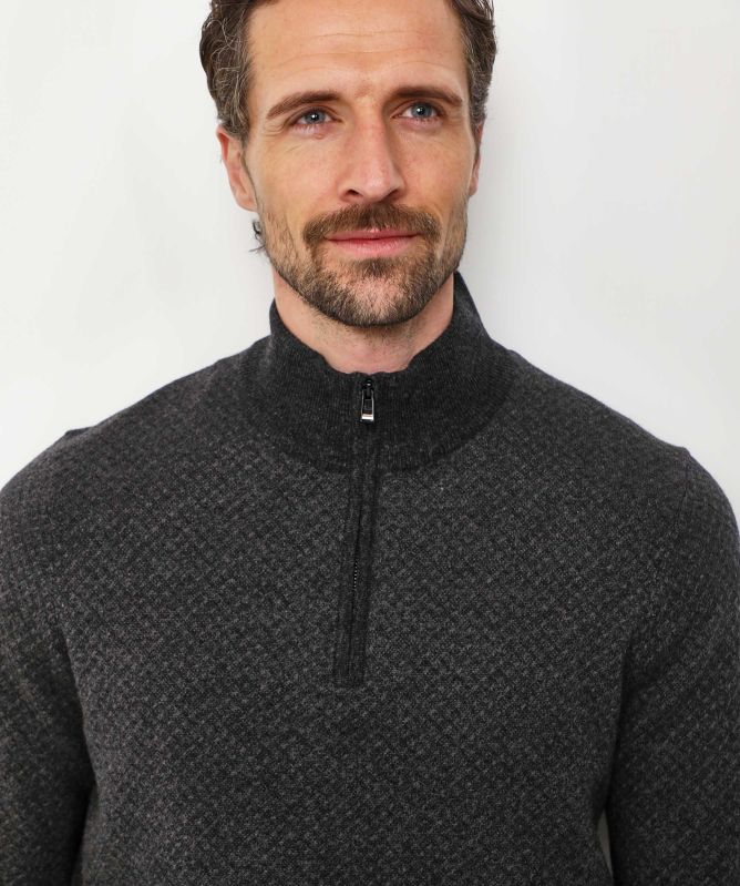 BOSS Virgin Wool Zip H-Eltorino Jumper