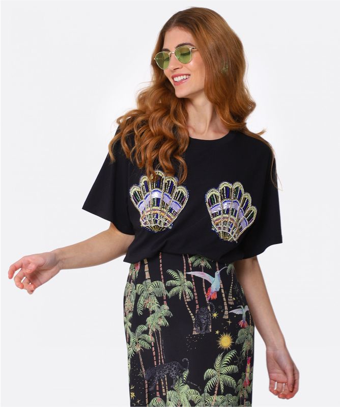 Hayley Menzies Pima Cotton Beaded Shell T-Shirt