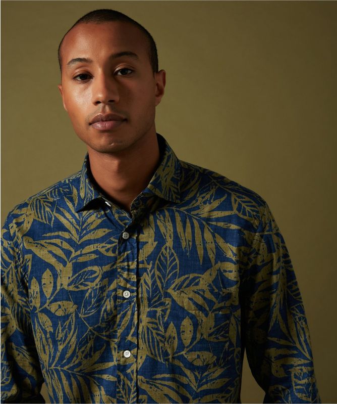 Hartford Regular Fit Leaf Print Paul Shirt