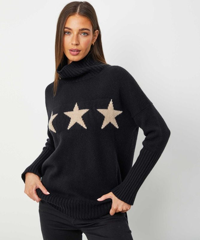Eddy and Ivy Stars Merino Cashmere Roll Neck Jumper