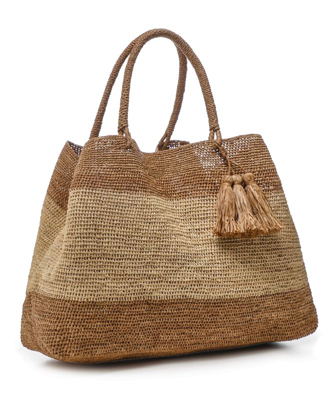 Rabarany Raffia Tassel Tote Bag