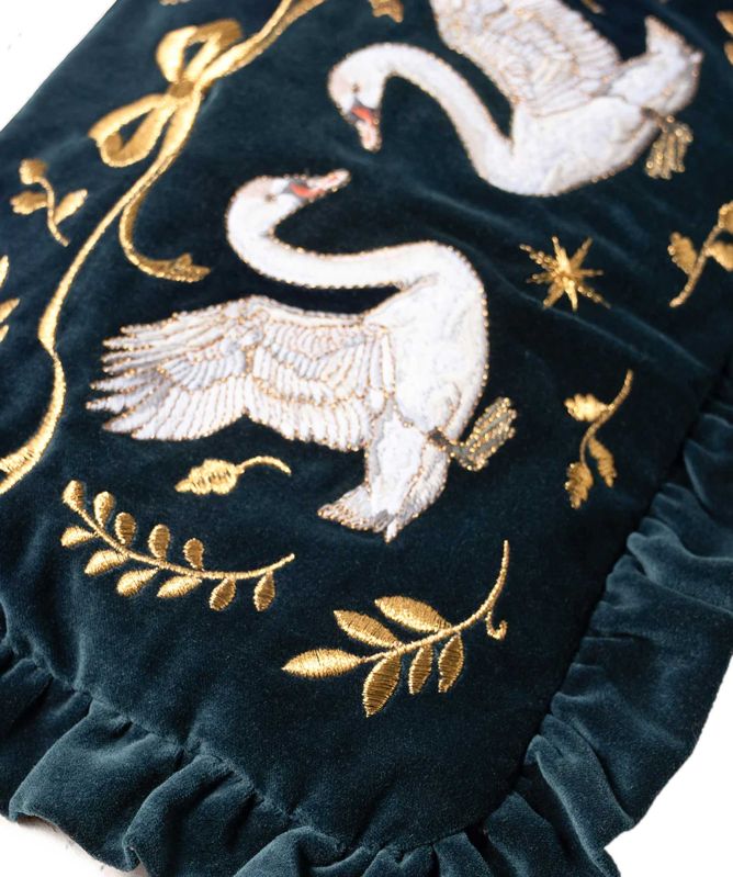 Elizabeth Scarlett Majestic Swans Frill Pouch