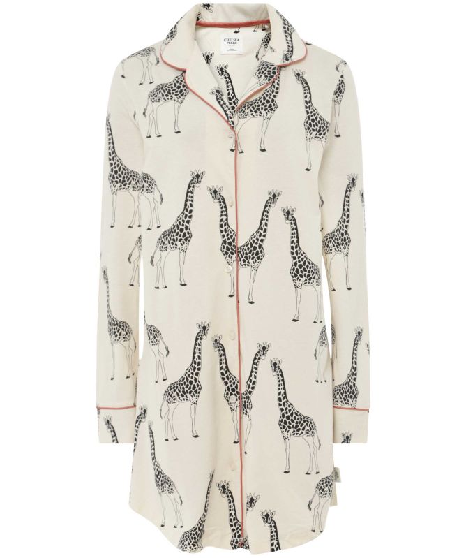 Chelsea Peers Organic Cotton Giraffe Print Nightshirt