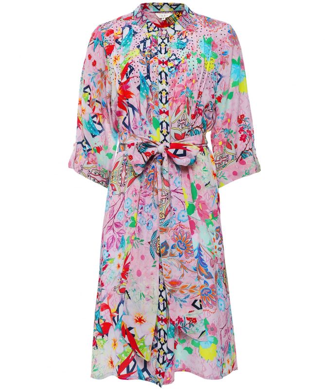 Inoa Silk Pintuck Mini Dress