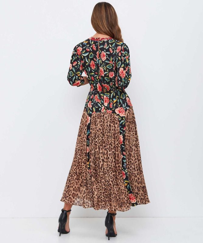 RIXO Meg Floral Panel Midi Dress