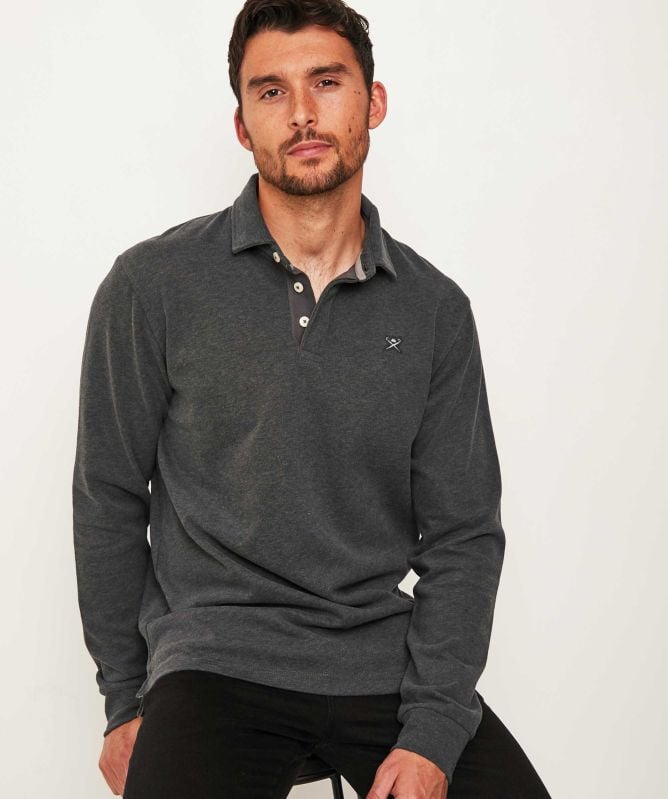 Hackett Grey Elbow Patch Rugby Polo | Jules B