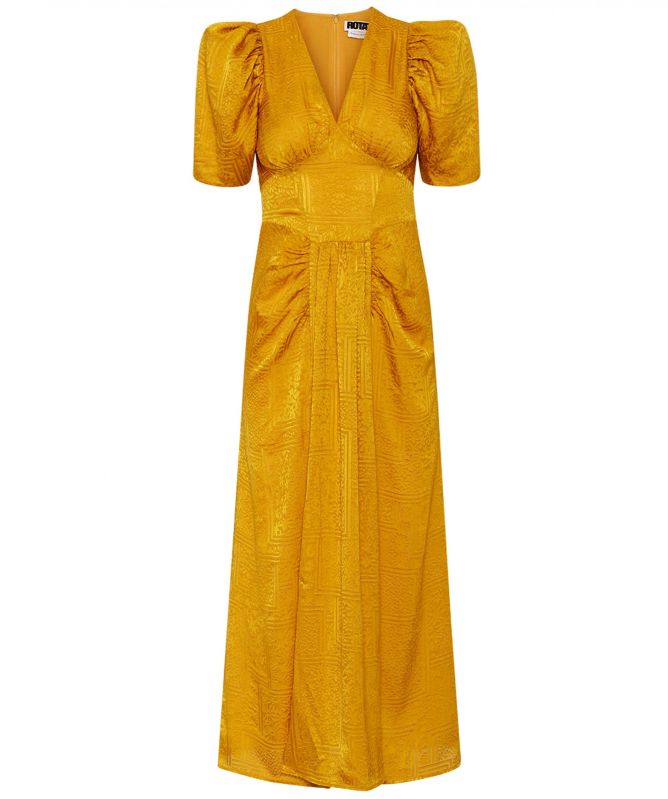 ROTATE Alma Jacquard Midi Dress