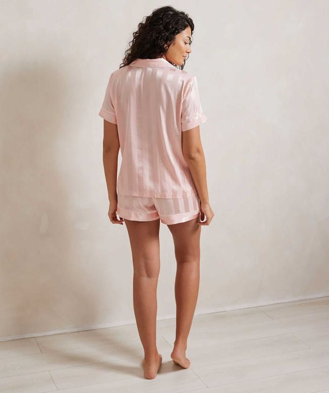 Chelsea Peers Satin Jacquard Stripe Short Pyjamas