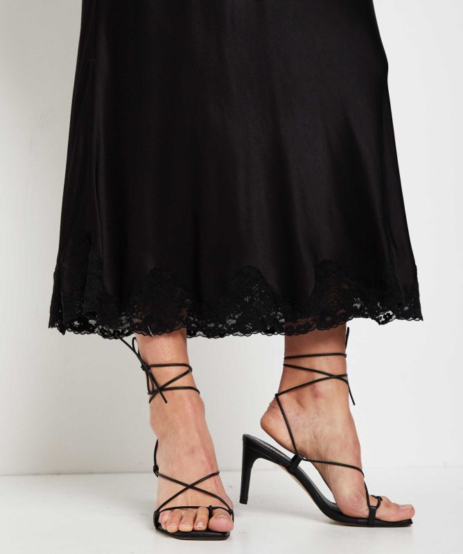 RIXO Crystal Lace-Hem Midi Skirt