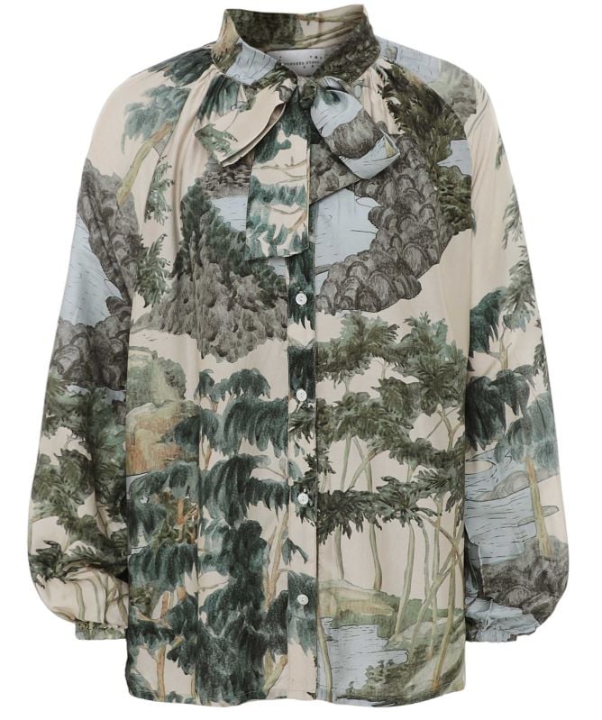 One Hundred Stars Rivers and Trees Pussy Bow Blouse