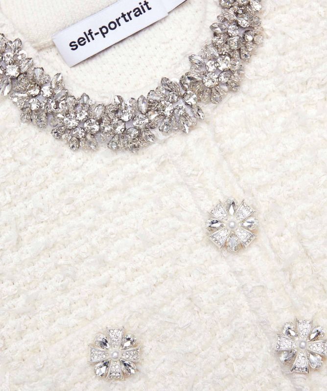 Self-Portrait Bouclé Knit Cardigan